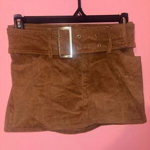 Garage Brown Corduroy Skirt with Silver Accents